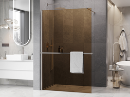 Mexen Kioto+ стенна душ панел с рафт Walk-in 70 x 200 см, бронз 8 мм, четкан никел