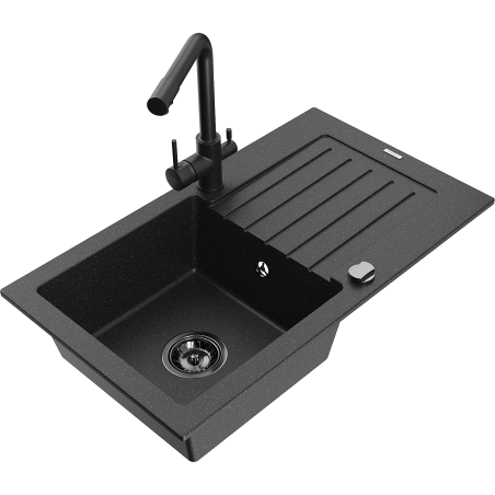 Mexen Pablo гранитна мивка с 1 камера с дренаж и кухненски смесител Duero,