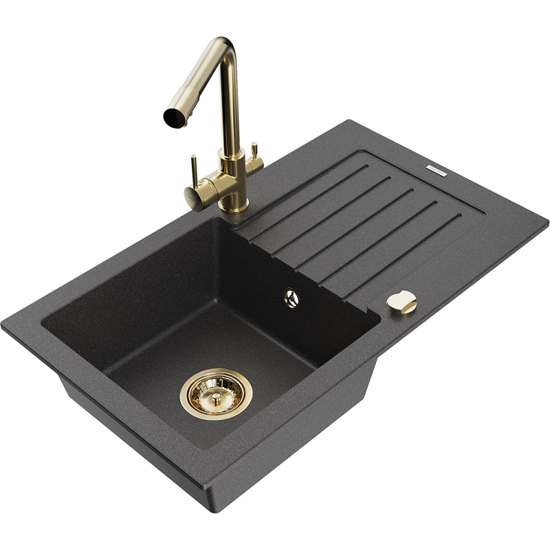 Mexen Pablo гранитна мивка с 1 отделение с отцедник и кухненски смесител