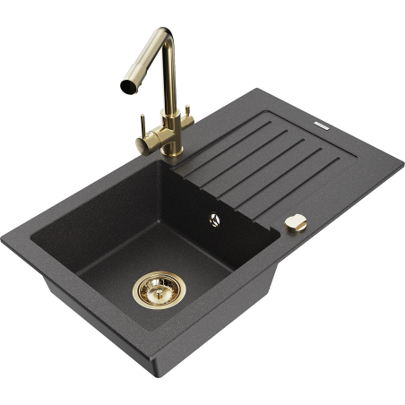 Mexen Pablo гранитна мивка с 1 отделение с отцедник и кухненски смесител