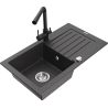 Mexen Pablo мивка от гранит, 1 камера с дренаж и кухненски батерия Duero, черна с пръски - 6510-76-671600-70
