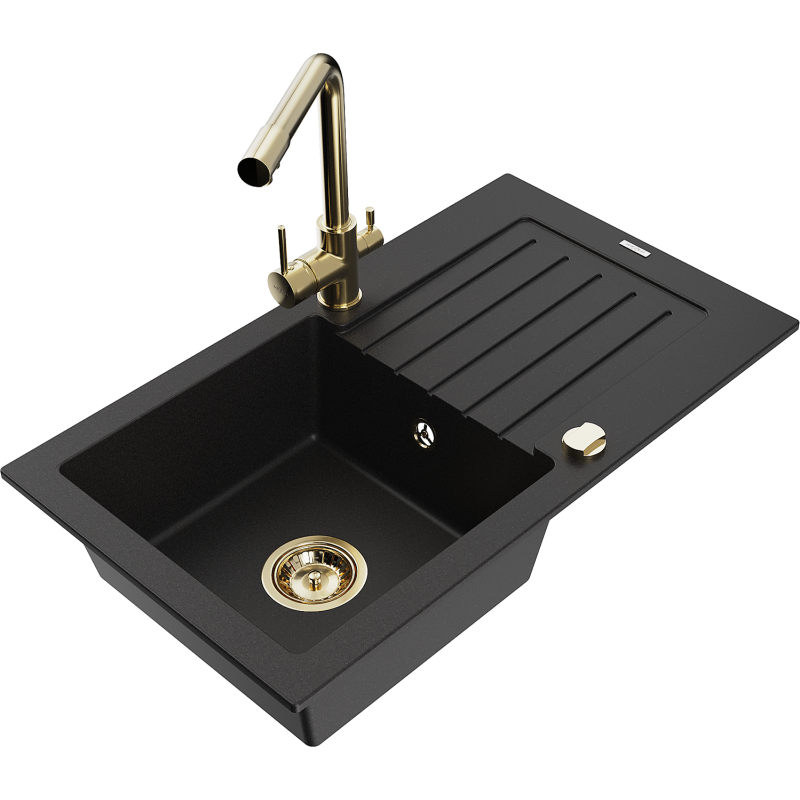 Mexen Pablo гранитна кухненска мивка с 1 гнездо с отцедник и кухненски