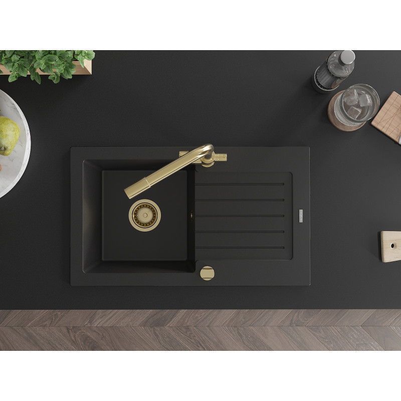 Mexen Pablo гранитна кухненска мивка с 1 гнездо с отцедник и кухненски