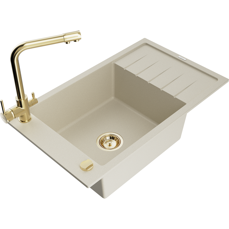 Mexen Elias гранитна кухненска мивка с 1 отделение с отцедник и кухненски