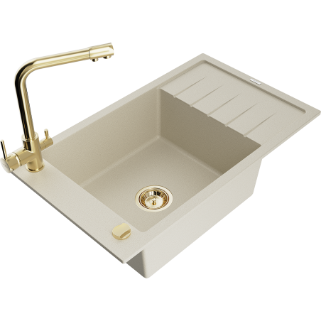 Mexen Elias гранитна кухненска мивка с 1 отделение с отцедник и кухненски