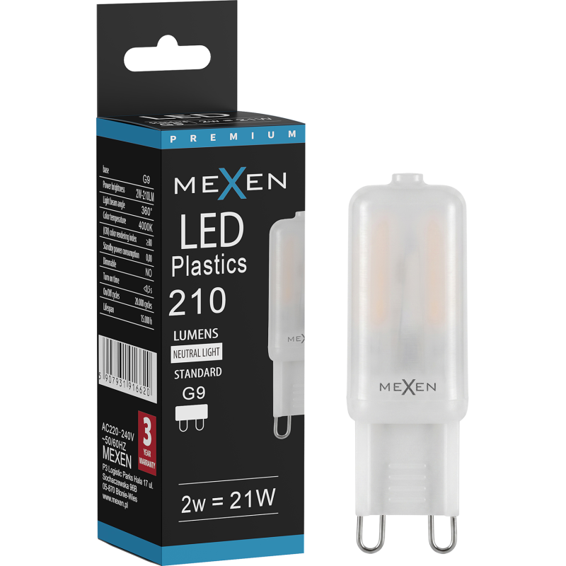 Mexen Aura LED крушка G9, 2W, Неутрална - 4000K, 210 lm - L120-G9-0240-01