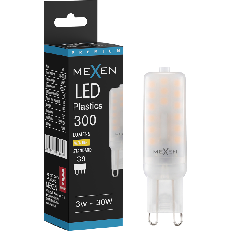 Mexen Aura LED крушка G9, 3W, Топла - 3000K, 300 lm - L120-G9-0330-01