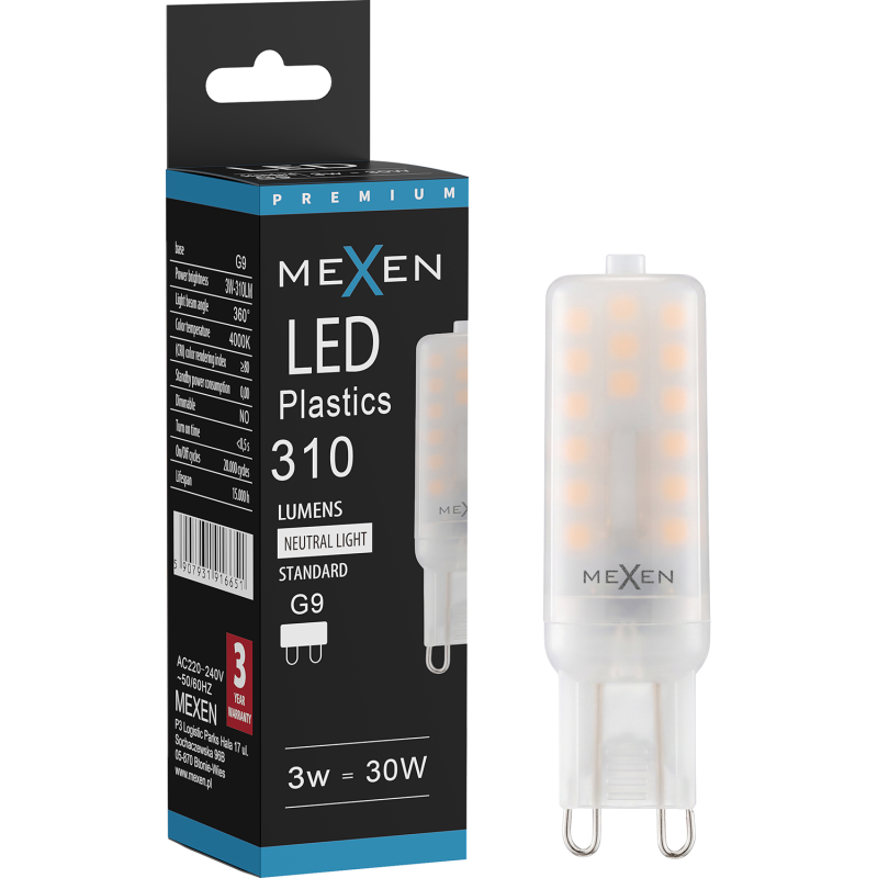 Mexen Aura LED крушка G9, 3W, Неутрална - 4000K, 310 lm - L120-G9-0340-01