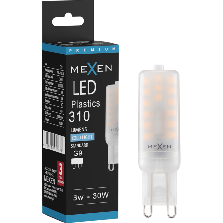 Mexen Aura LED крушка G9, 3W, Студена - 6500K, 310 lm - L120-G9-0365-01