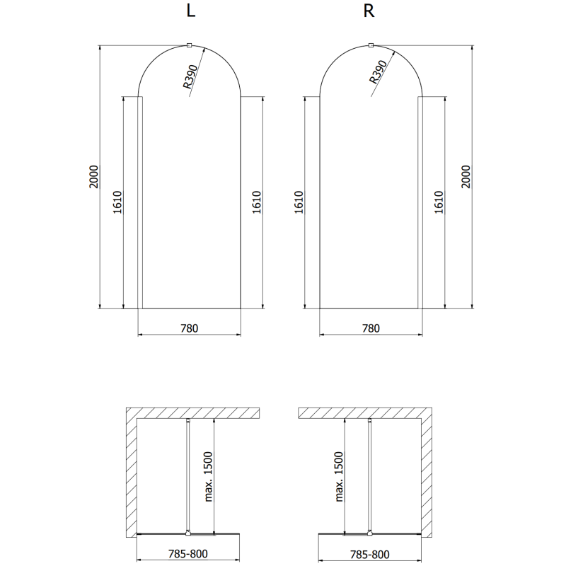 Mexen Kioto-Q Душ параван Walk-in 80 x 200 cм, прозрачeн 8 мм, хром - 800-080-101-01-00-Q