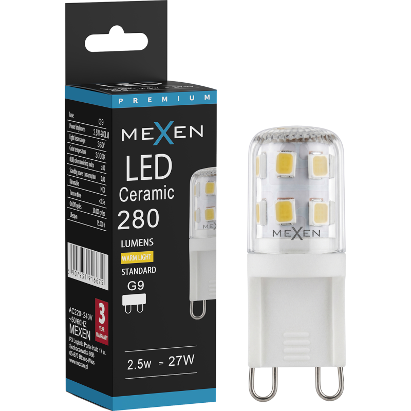 Mexen Aura LED крушка G9, 2.5W, Топло - 3000K, 280 lm - L121-G9-0230-01