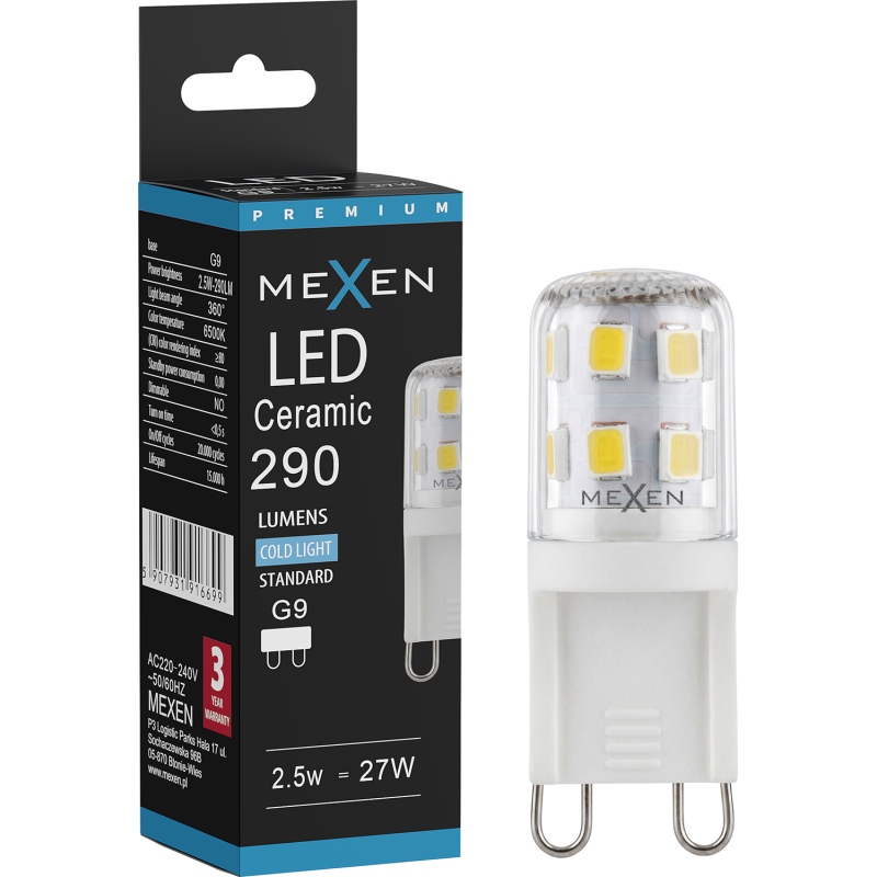 Mexen Aura LED Лампа G9, 2,5W, Студена - 6500K, 290 lm - L121-G9-0265-01
