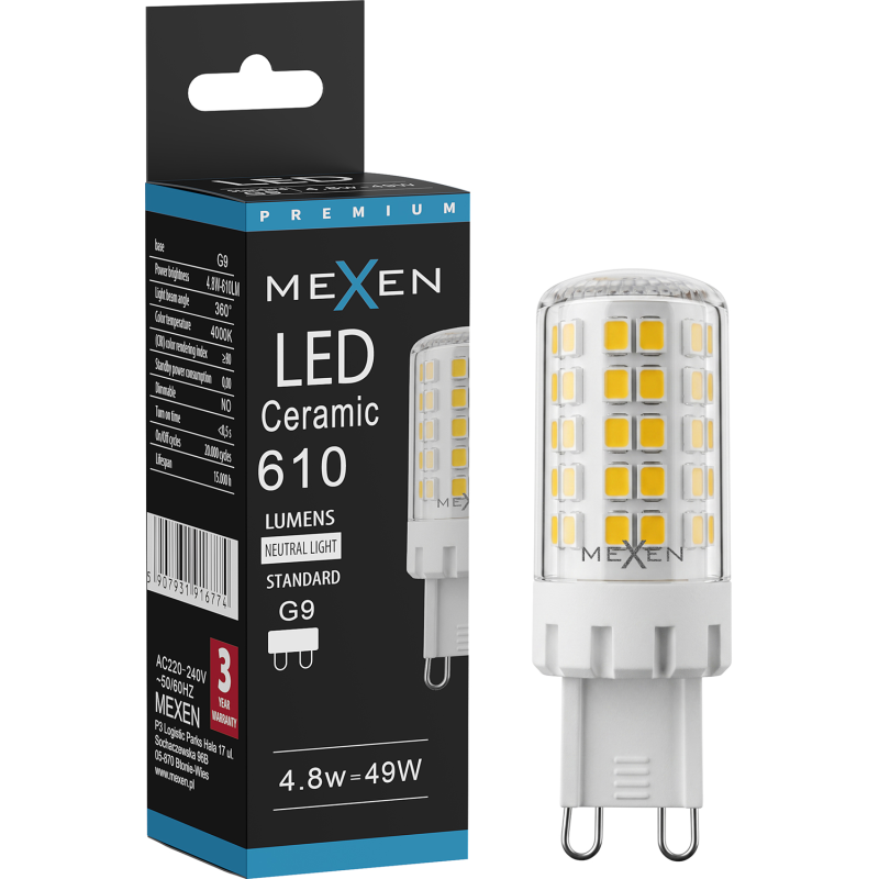 Mexen Aura LED крушка G9, 4,8W, Неутрална - 4000K, 610 lm - L121-G9-0540-01