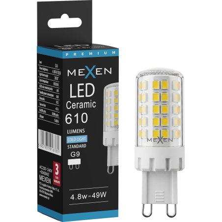 Mexen Aura LED крушка G9, 4,8W, Студена светлина - 6500K, 610 lm - L121-G9-0565-01