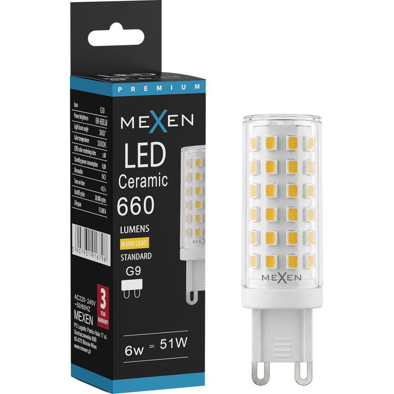 Mexen Aura LED крушка G9, 6W, Топла - 3000K, 660 lm - L121-G9-0630-01