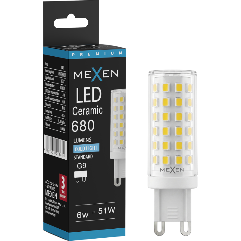Mexen Aura LED крушка G9, 6W, Студена - 6500K, 680 lm - L121-G9-0665-01