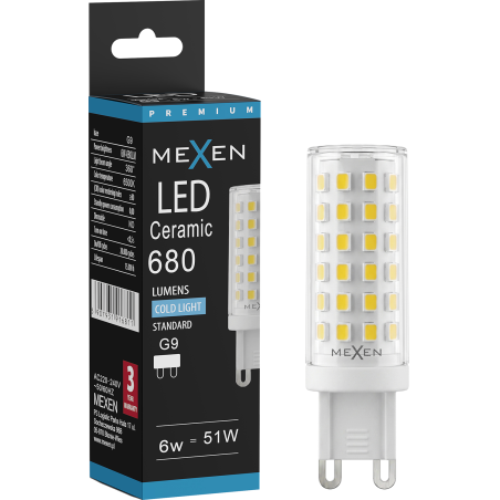 Mexen Aura LED крушка G9, 6W, Студена - 6500K, 680 lm - L121-G9-0665-01