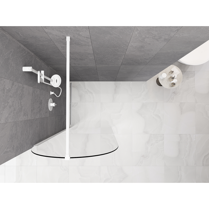 Mexen Kioto-Q душ стена Walk-in 90 x 200 см, прозрачно 8 мм, бяла - 800-090-101-20-00-Q