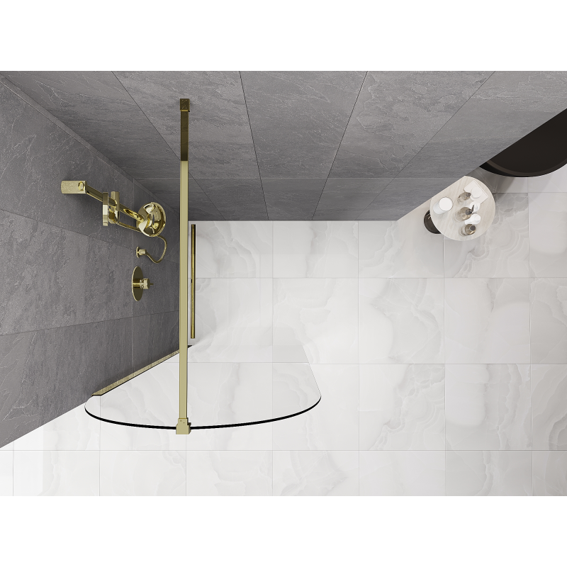 Mexen Kioto-Q душ кабина Walk-in 80 x 200 см, прозрачна 8 мм, златна - 800-080-101-50-00-Q