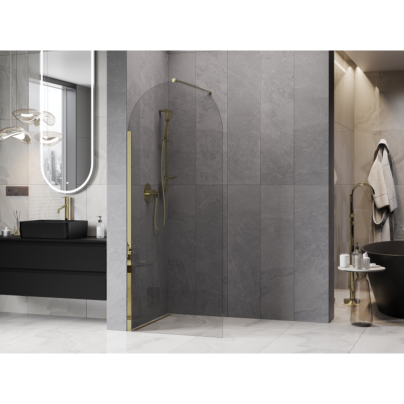 Mexen Kioto-Q душ кабина Walk-in 80 x 200 см, прозрачна 8 мм, златна - 800-080-101-50-00-Q