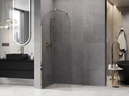 Mexen Kioto-Q душ кабина Walk-in 80 x 200 см, прозрачна 8 мм, златна - 800-080-101-50-00-Q