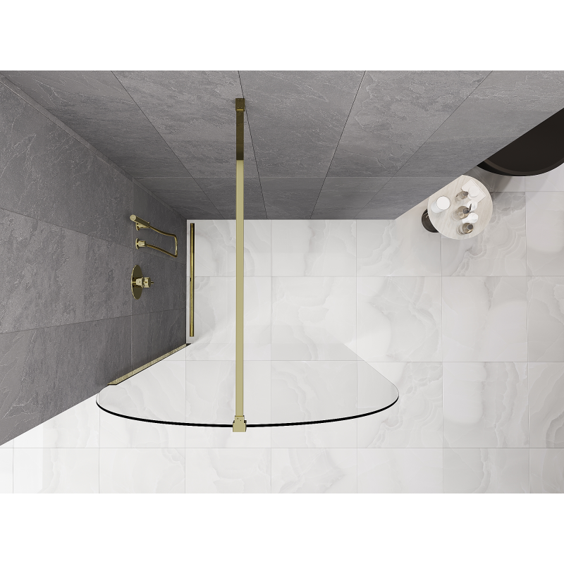 Mexen Kioto-Q преграда за душ Walk-in 100 x 200 cm, прозрачна 8 mm, златна - 800-100-101-50-00-Q