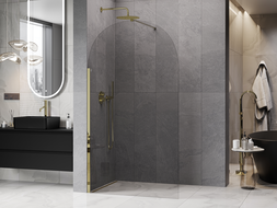 Mexen Kioto-Q душов панел Walk-in 110 x 200 см, прозрачен 8 мм, златен - 800-110-101-50-00-Q