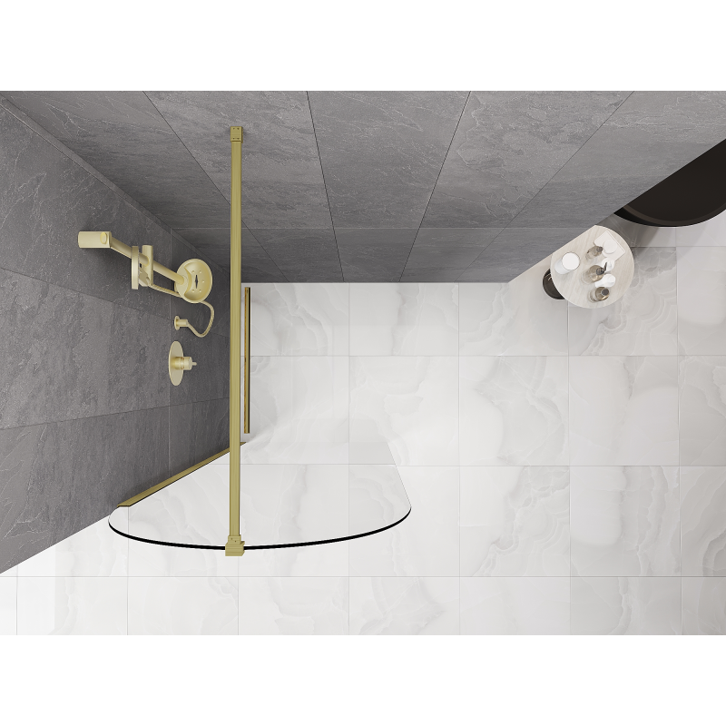 Mexen Kioto-Q душ кабина Walk-in 80 x 200 см, прозрачна 8 мм, златиста четкана