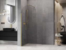 Mexen Kioto-Q душ кабина Walk-in 80 x 200 см, прозрачна 8 мм, златиста четкана