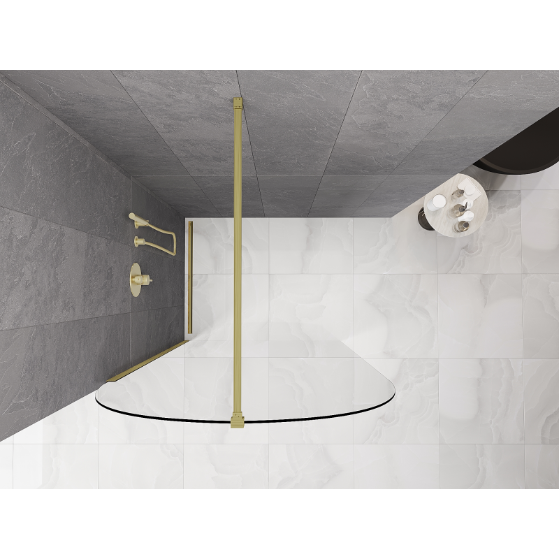 Mexen Kioto-Q душ параван Walk-in 110 x 200 см, прозрачен 8 мм, злато матово