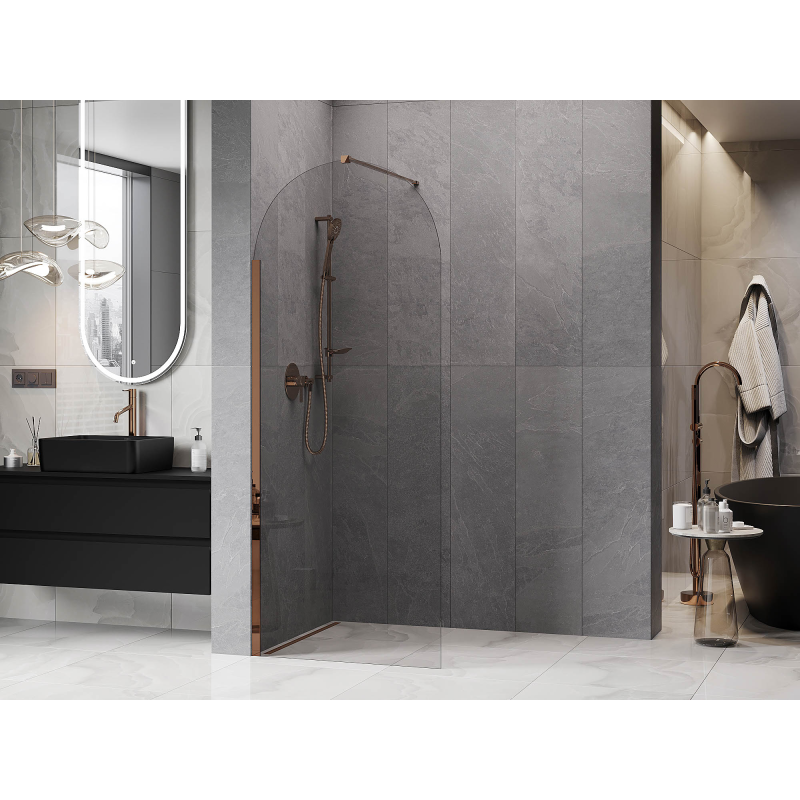 Mexen Kioto-Q душ кабина Walk-in 90 x 200 см, прозрачен 8 мм, розово злато