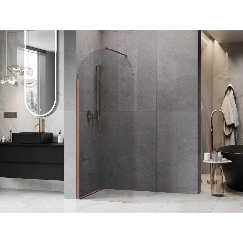 Mexen Kioto-Q Душ панел Walk-in 80 x 200 см, прозрачен 8 мм, четкана мед - 800-080-101-65-00-Q