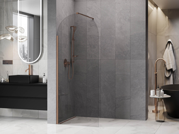 Mexen Kioto-Q Душ панел Walk-in 80 x 200 см, прозрачен 8 мм, четкана мед - 800-080-101-65-00-Q