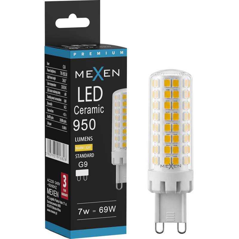 Mexen Aura LED крушка G9, 7W, Топла - 3000K, 950 lm - L121-G9-0730-01