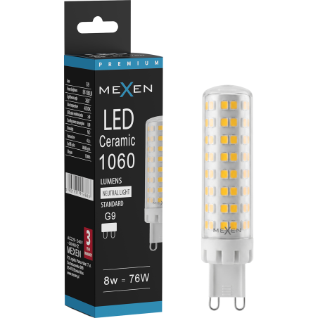 Mexen Aura LED крушка G9, 8W, Неутрална - 4000K, 1060 lm - L121-G9-0840-01