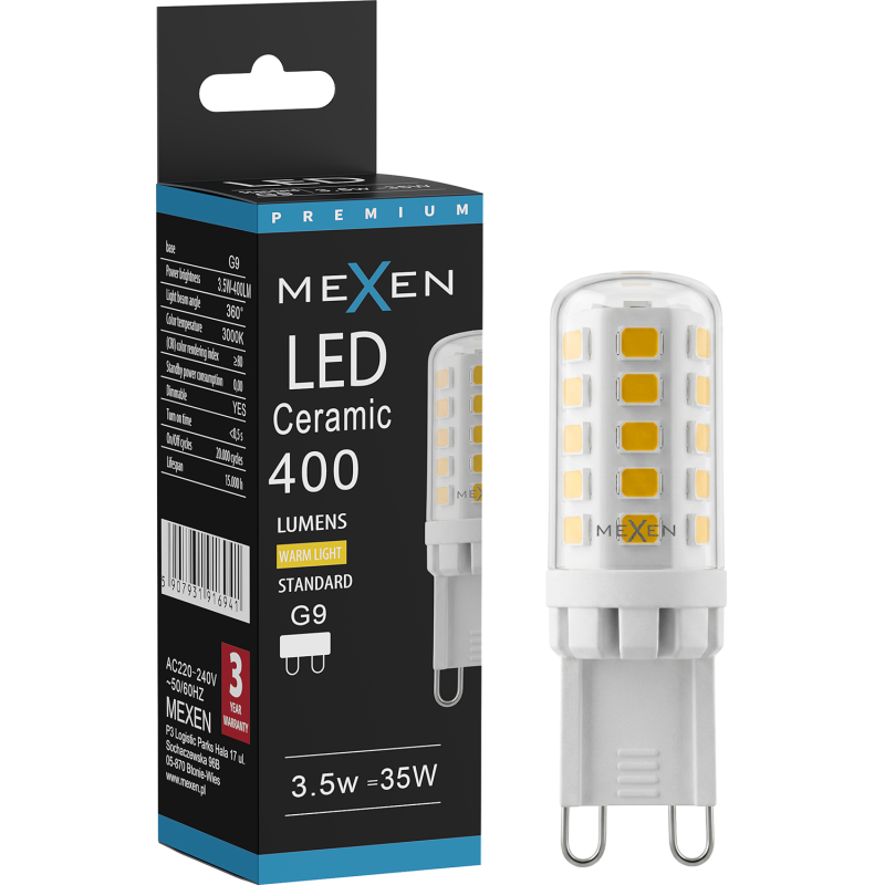 Mexen Aura Димируема LED крушка G9, 3,5W, Топла - 3000K, 400 lm - L122-G9-0330-01