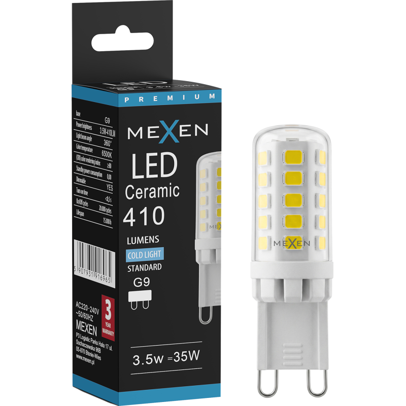 Mexen Aura Димируема LED крушка G9, 3,5W, Студена - 6500K, 410 lm - L122-G9-0365-01