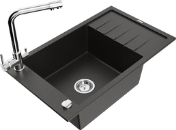 Mexen Elias гранитна мивка с 1 камера с отцедник и кухненски смесител Duero,