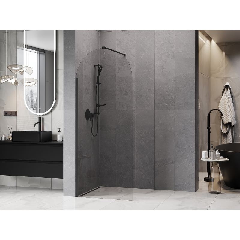 Mexen Kioto-Q Душ стена Walk-in 90 x 200 см, прозрачно 8 мм, черно - 800-090-101-70-00-Q