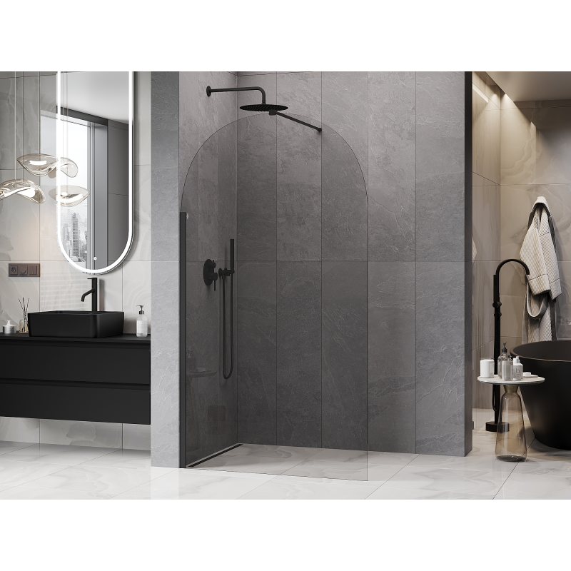 Mexen Kioto-Q душ стена Walk-in 110 x 200 cm, прозрачна 8 mm, черна - 800-110-101-70-00-Q
