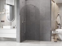 Mexen Kioto-Q Душ стена Walk-in 100 x 200 см, прозрачна 8 мм, матиран никел