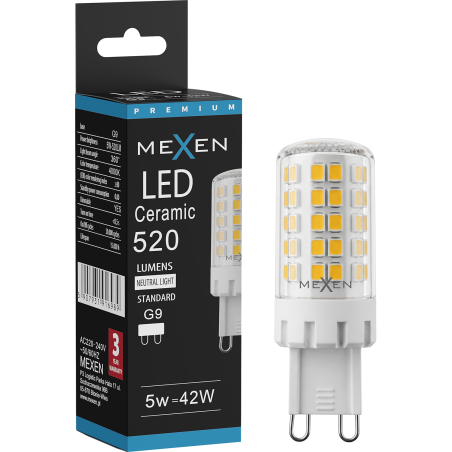 Mexen Aura Димируема LED крушка G9, 5W, Неутрална - 4000K, 520 lm - L122-G9-0540-01