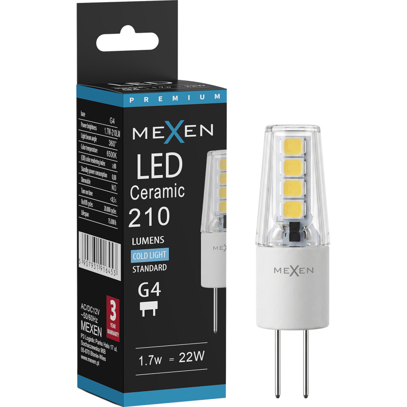 Mexen Oris LED крушка G4, 1,7W, Студена - 6500K, 210 lm - L115-G4-0165-02