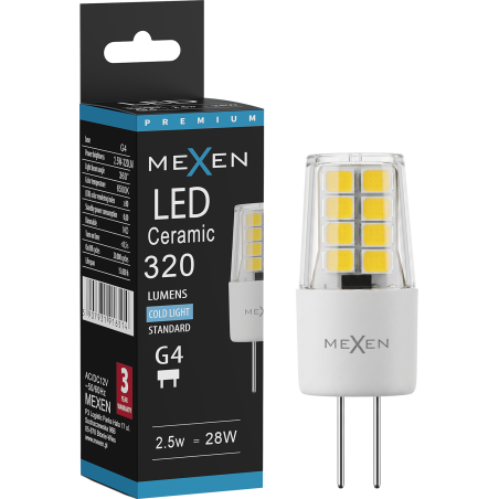 Mexen Oris LED крушка G4, 2,5W, Студена - 6500K, 320 lm - L115-G4-0265-01