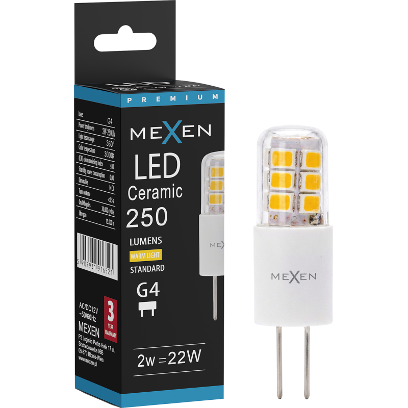 Mexen Oris LED крушка G4, 2W, Топла - 3000K, 250 lm - L115-G4-0230-02