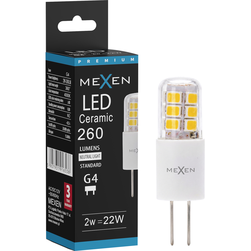 Mexen Oris LED крушка G4, 2W, неутрална - 4000K, 260 lm - L115-G4-0240-02
