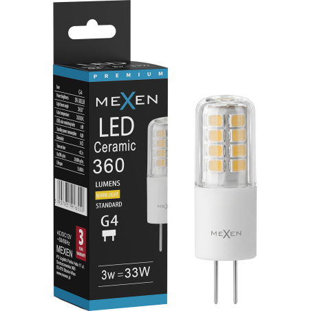 Mexen Oris LED крушка G4, 3W, Топла - 3000K, 360 lm - L115-G4-0330-01