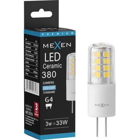 Mexen Oris LED крушка G4, 3W, Студена - 6500K, 380 lm - L115-G4-0365-01