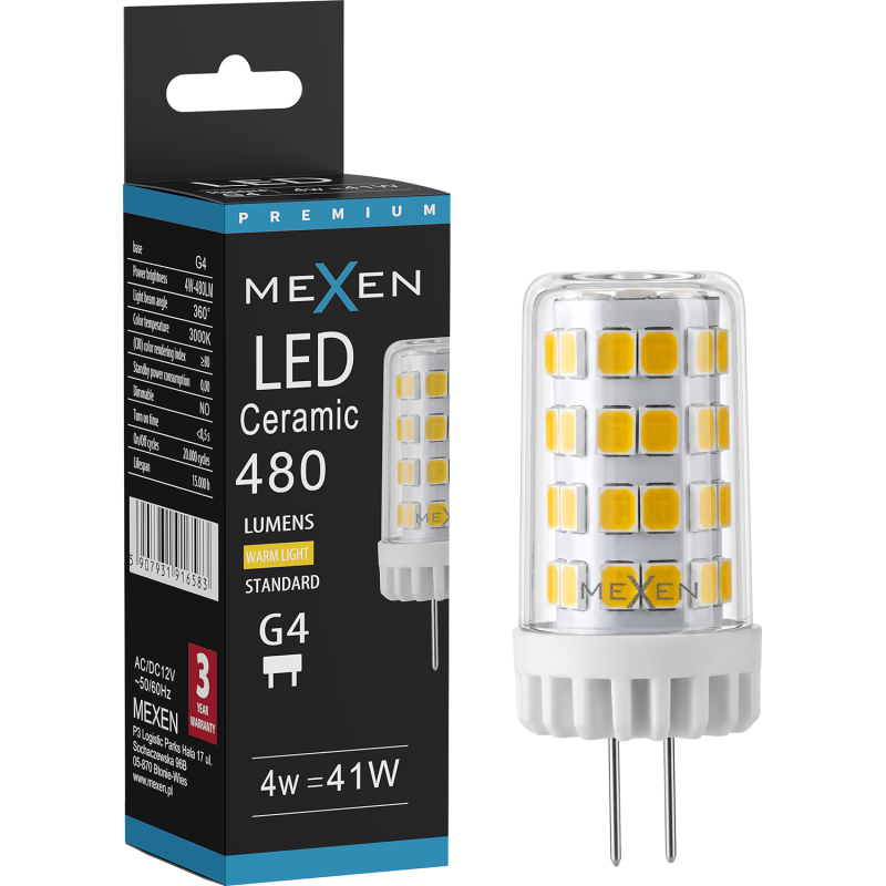 Mexen Oris LED крушка G4, 4W, Топла - 3000K, 480 lm - L115-G4-0430-01