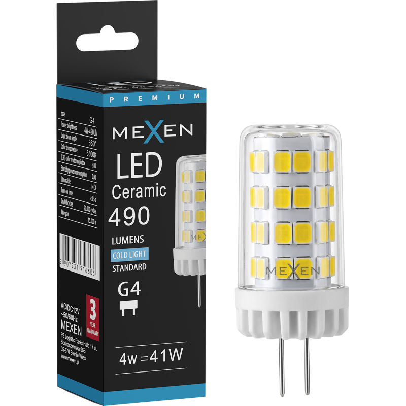 Mexen Oris LED крушка G4, 4W, Студена - 6500K, 490 lm - L115-G4-0465-01